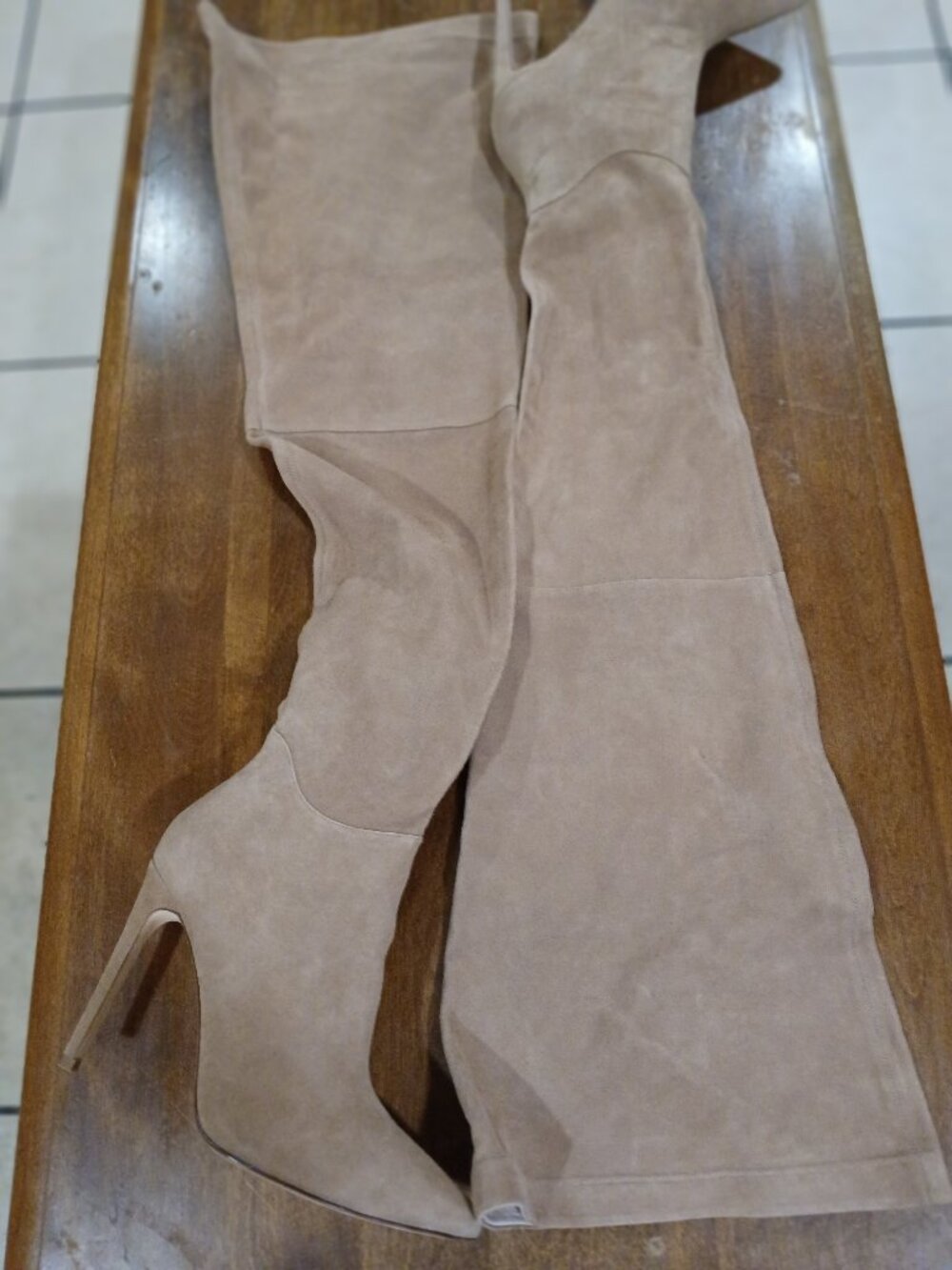RAYE Tan Suede Thigh Height Stiletto Boots sz 8.5 M